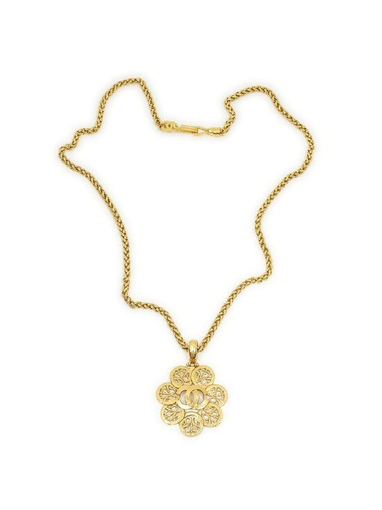 Chanel Jewelry - Chanel CC Arabesque Flower Pendant Gold Plated